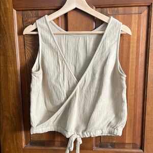 Esby Poppy Top - Women's Light Green Wrap Tank Top